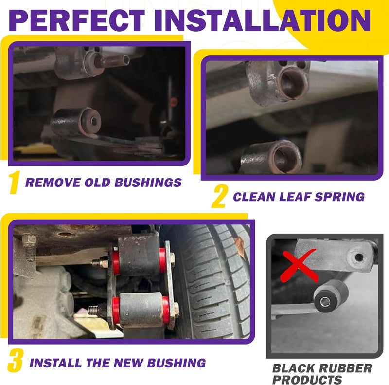 HOWBOW EZGO TXT Spring Bushing Kit, Golf Cart Leaf Spring Shackles Polyurethane Bushing Sleeve for 1994-Up EZGO TXT/Medalist and 1981-Up Club Car DS, Replace Parts OE 70289-G02 70291G-01 1015583 1012303 - Image 5